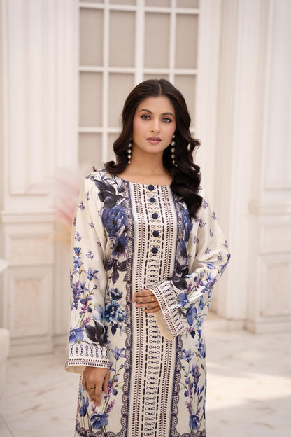 Ivory Bloom – Printed 2-Piece Silk Suit
