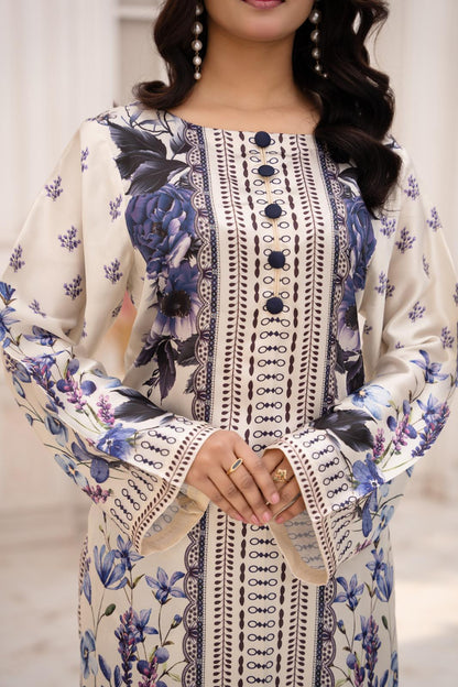 Ivory Bloom – Printed 2-Piece Silk Suit