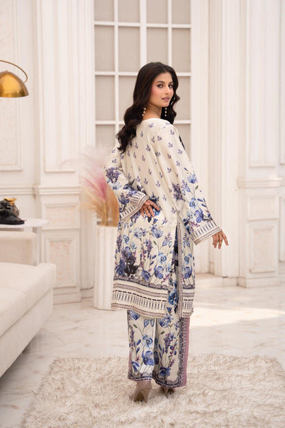 Ivory Bloom – Printed 2-Piece Silk Suit