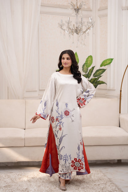 Ivory Tulip – Printed Silk Maxi Dress