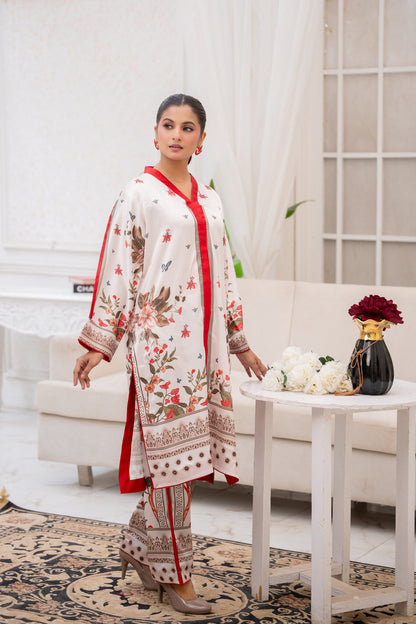 Red Garden – Printed 2-Piece Silk Suit