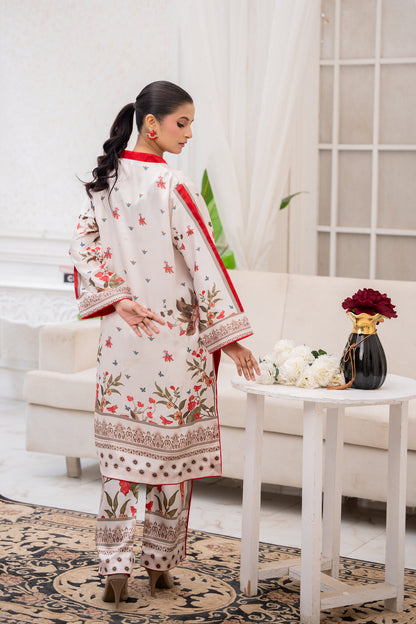 Red Garden – Printed 2-Piece Silk Suit