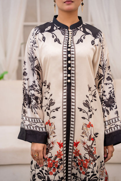Ivory Noir – Printed 2-Piece Silk Suit