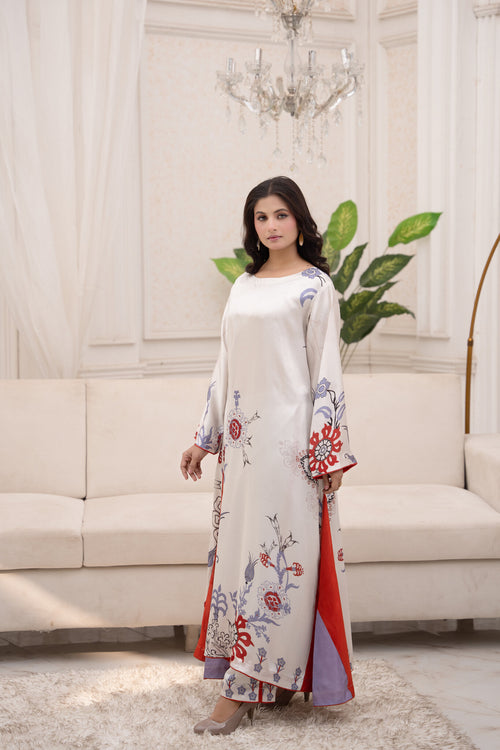 Ivory Tulip – Printed Silk Maxi Dress