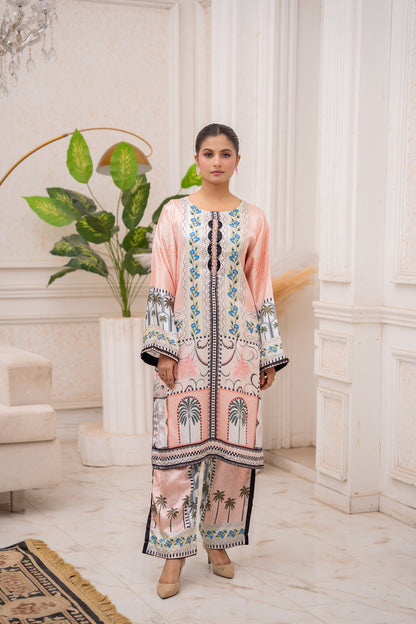 Palm Oasis – Printed 2-Piece Silk Suit