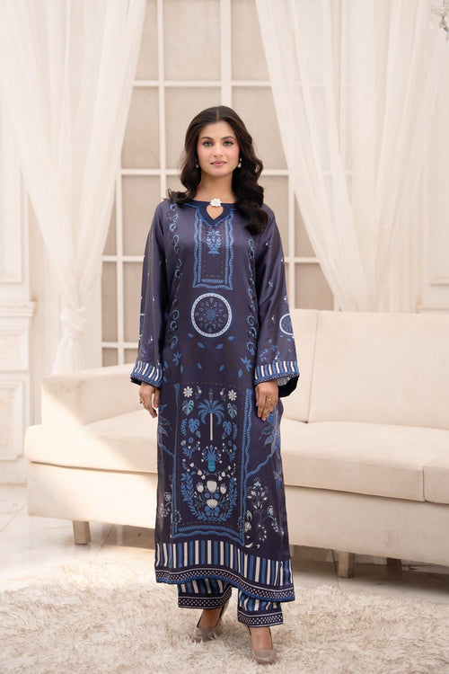 Navy Floral Print 2-Piece Suit