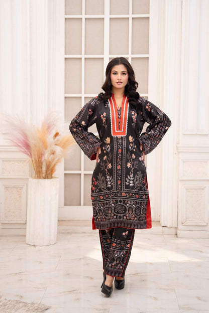 Ebony Bloom – Printed 2-Piece Silk Suit